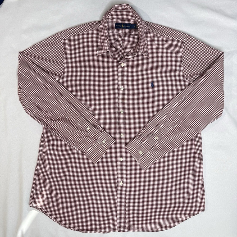 Polo‎ Ralph Lauren Men's XL Dress Shirt Size Red White Gingham Check Button Down